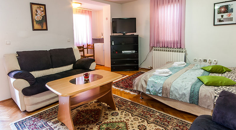 Apartman Kira, dnevni boravak sa trpezarijom, kablovska tv, besplatan wi-fi