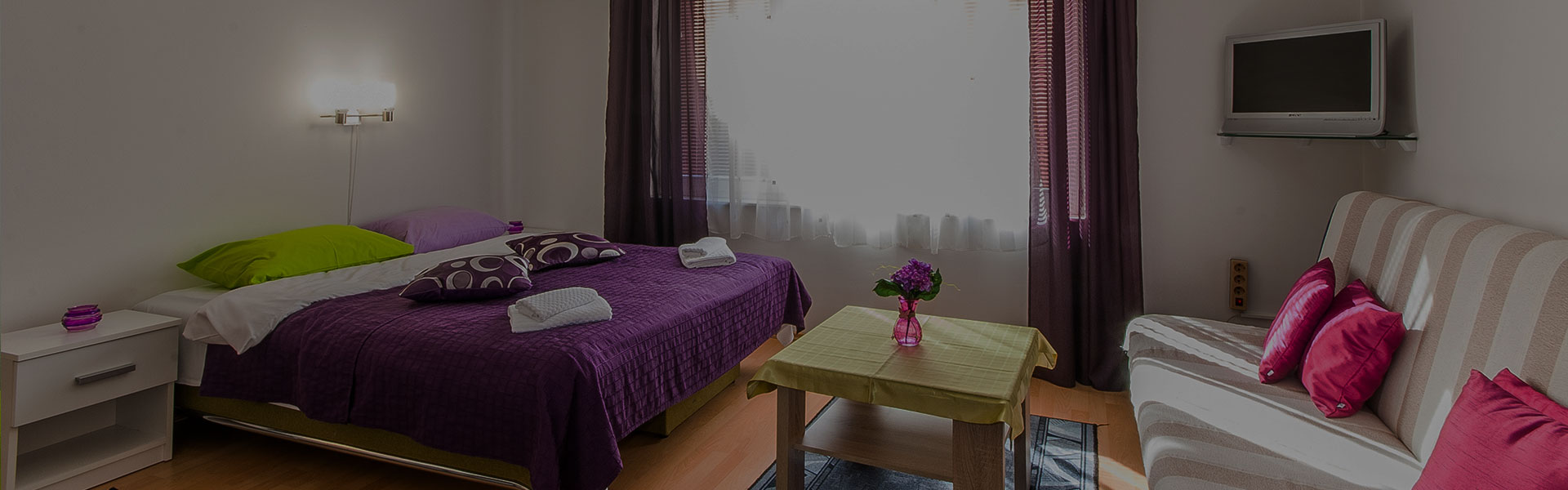 Apartman Studio 2, pogled na dnevni boravak sa ležajem, kablovskom tv te besplatnim wi-fi internetom